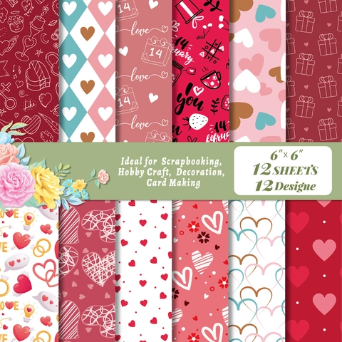 Valentijnsdag Hartpatroon Scrapbooking Papier Decoratief Achtergrondmateriaal Papier Voor DIY Handgemaakte Kaarten Maken Liefde Thema Decor