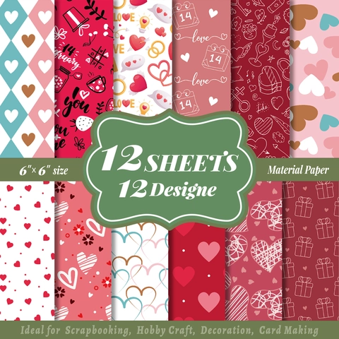 Valentijnsdag Hartpatroon Scrapbooking Papier Decoratief Achtergrondmateriaal Papier Voor DIY Handgemaakte Kaarten Maken Liefde Thema Decor