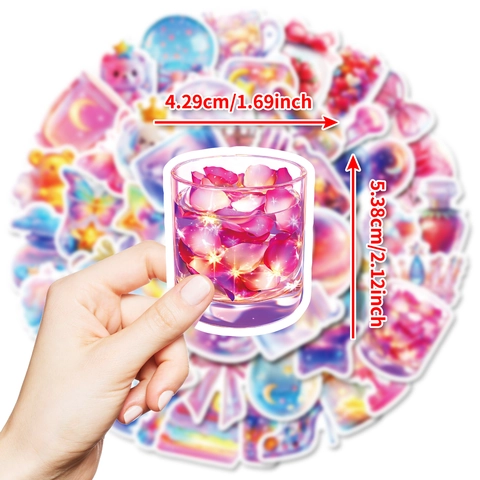 Dreamy Aurora Transparent Glass Bottle Stickers Waterproof Decorative Graffiti Decals For Journal Scrapbook DIY Laptop Phone Case