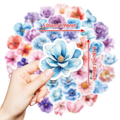 Pegatinas de Mariposa de Flor de Acuarela Impermeable Estética Floral Calcomanías Para Laptop Equipaje Skateboard DIY