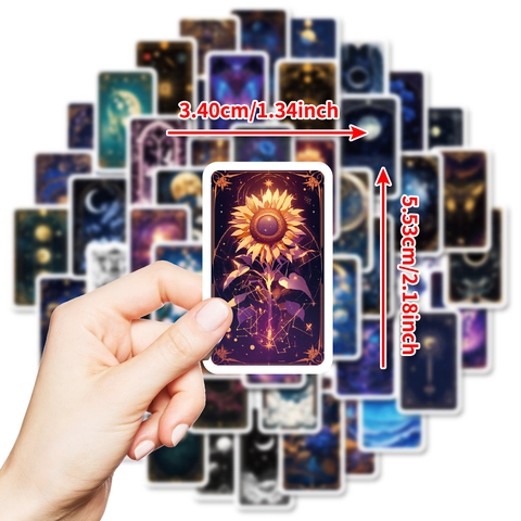 Mysteriöse Tarot Galaxie Aufkleber Wasserdicht PVC Dekore Für Laptop Handy Journal Himmel Mond Stern Schmetterling Ästhetik Deko