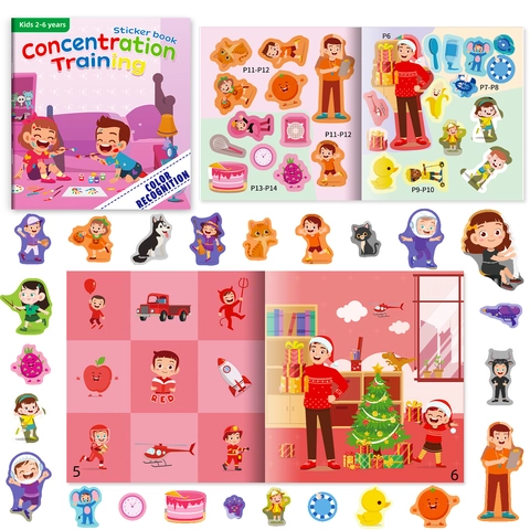 Libro di Adesivi Montessori per Bambini per l'Allenamento della Concentrazione Riconoscimento dei Colori Quiet Book Educativo per lo Sviluppo del Cervello