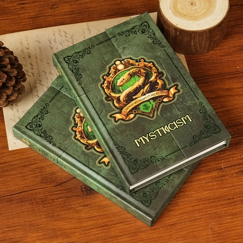 Vintage Magic Academy Σημειωματάριο με Έμβλημα Φιδιού Mysticism Σμαραγδί Πράσινο Ημερολόγιο για Φίλους της Μαγείας Ρετρό Γραφική Ύλη