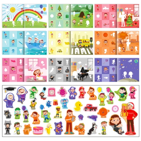 Libro di Adesivi Montessori per Bambini per l'Allenamento della Concentrazione Riconoscimento dei Colori Quiet Book Educativo per lo Sviluppo del Cervello