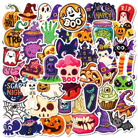 Halloween Cartoon Aufkleber Wasserdicht Vinyl Decals Kürbis Geist Fledermaus DIY Scrapbook Handyhülle Gepäck Party Dekoration
