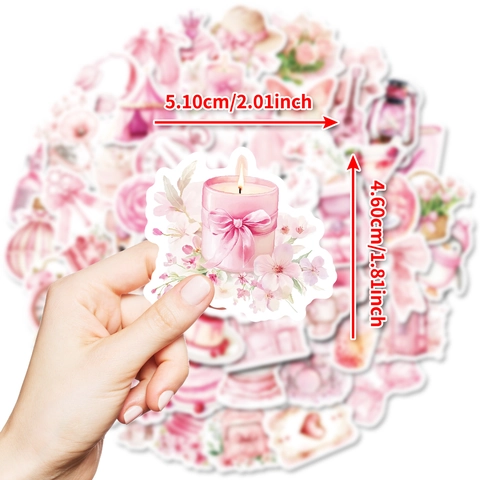 Pink Aesthetic Watercolor Stickers Waterproof Vinyl Decals For Laptop Guitar Suitcase DIY Scrapbooking Kids Teens Gift