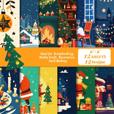 Christmas Scrapbook Material Paper Pack Festive Pattern Decorative Paper For DIY Crafting Card Making Scrapbooking Art Projects Gift Wrapping