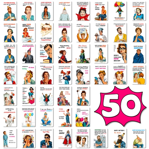 Humorous Birthday Greeting Cards Pop Art Retro American Comic Style Funny Message Cards For Friends Adults Social Gift