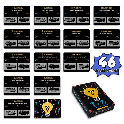 Cartas de Juego de Fiesta de Desafío Name Three Cartas de Entretenimiento para Reuniones Interactivas Juego de Interacción Social para Adultos