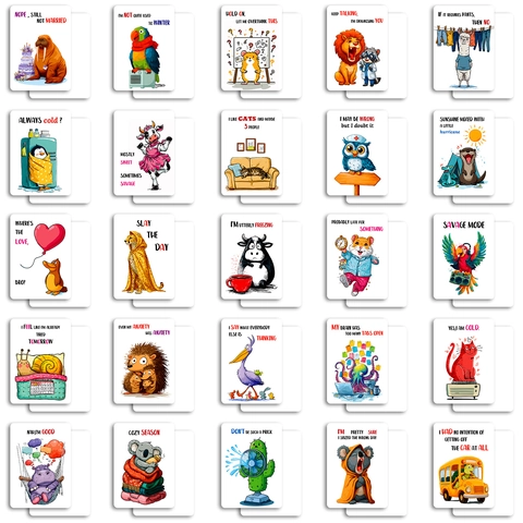Cartoon Humorvolle Tier Grußkarten Bunte Illustration Kunstdruckpapier Nachrichtenkarten Für Studenten Freunde Tägliches Geschenk