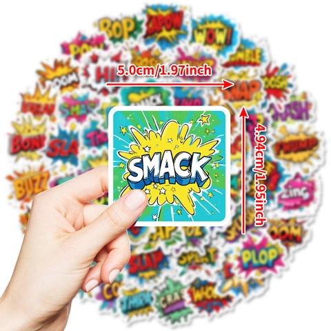 Pegatinas De Onomatopeya De Cómic Americano Impermeable PVC Pop Art Explosión Texto Calcomanías Para Portátil Botella De Agua Skateboard Equipaje