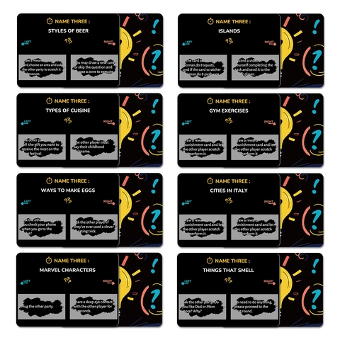 Cartas de Juego de Fiesta de Desafío Name Three Cartas de Entretenimiento para Reuniones Interactivas Juego de Interacción Social para Adultos