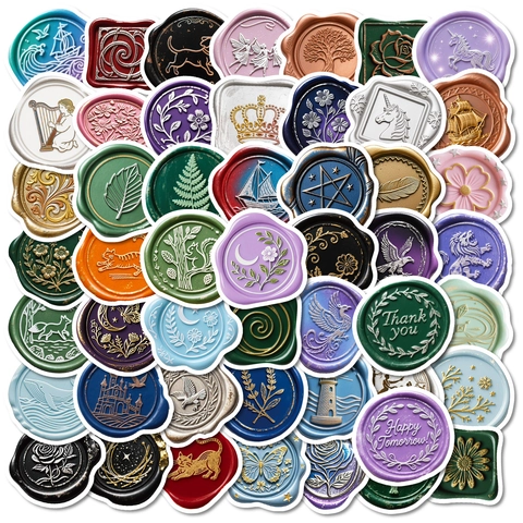 Retro 3D Wax Seal Stickers Self Adhesive Fire Paint Seal Decals For Scrapbooking Envelope Gift Wrapping DIY Decoration
