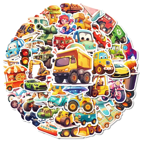 Cartoon Transport Fahrzeug Aufkleber Für Kinder Wasserdichte PVC Aufkleber Für Koffer Laptop DIY Dekorative Aufkleber Mehrere Stile