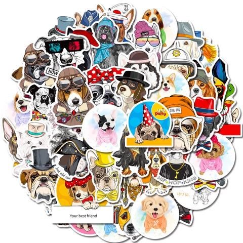 Cute Cartoon Dog Graffiti Stickers Waterproof Vinyl Decals For Water Bottle Laptop Phone Skateboard Luggage DIY Decor For Kids Pet Lovers
