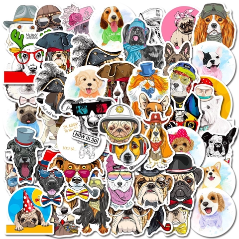 Cute Cartoon Dog Graffiti Stickers Waterproof Vinyl Decals For Water Bottle Laptop Phone Skateboard Luggage DIY Decor For Kids Pet Lovers