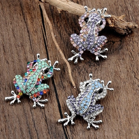 Vintage Frosch Brosche Pin Legierung Mehrfarbig Strass Tier Reversnadel Für Kleidung Dekor Damen Herren Schmuck Geschenk