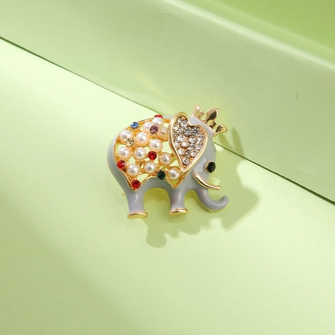 Exquisite Krone Elefant Brosche Legierung Strass Emaille Kunstperle Reversnadel Für Damen Herren Mode Anzug Schmuck Zubehör