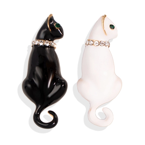 Vintage Legering Strass Emaille Kat Broche Koreaanse Stijl Dier Corsage Kleding Accessoires Pin Voor Vrouwen Mannen Pak Sieraden