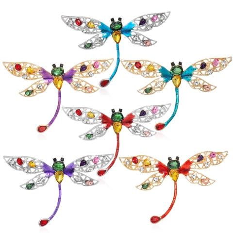Elegante Libelle Legierung Brosche Pin Mit Bunten Strasssteinen Und Emaille Inlay Vintage Chinesischen Stil Mode Bekleidung Zubehör Geschenk Für Damen