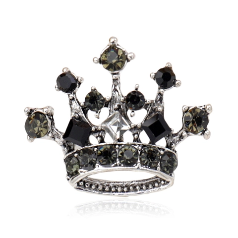 Vintage Britischer Stil Herren Krone Brosche Legierung Strass Kristall Reversnadel Für Anzug Hemd Retro Mode Schmuck Zubehör