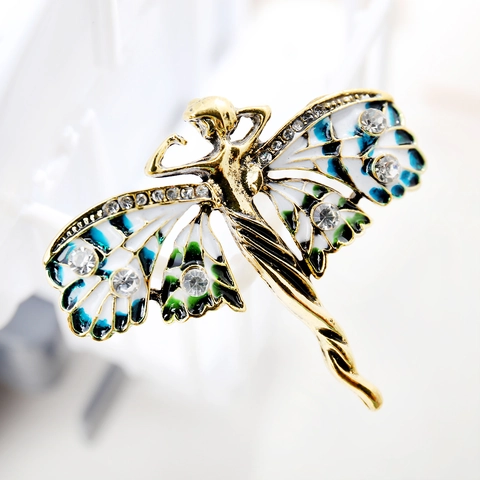 Vintage Legierung Schmetterlingsfee Brosche Emaille Strass Farbverlauf Insektenflügel Anstecknadel Für Damen Hochzeit Bankett Schmuck