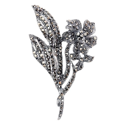 Broche de Aleación con Diamantes de Imitación de Flor y Hoja Vintage para Mujer Broche Decorativo de Alta Gama para Traje