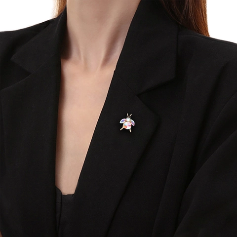 Exquise Broche Insecte Abeille en Alliage avec Strass Colorés et Émail Bijoux pour Femme Mode Accessoire Décoratif