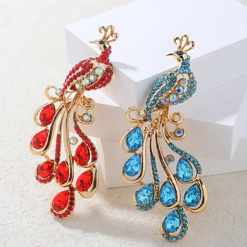 Vintage Legierung Strass Pfauen Brosche Für Damen Eleganter Kristall Tierform Qipao Seidenschal Schnalle Mode Schmuck
