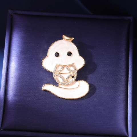 Broche de Fantasma de Dibujos Animados en Esmalte Con Strass Aleación Chapada en Oro Broche para Halloween Fiesta Mujer Joyería