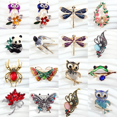 Vintage Alloy Rhinestone Enamel Brooch Pins For Women Fashion Animal Flower Ballet Dancer Pin Elegant Clothing Accessories Jewelry Gift