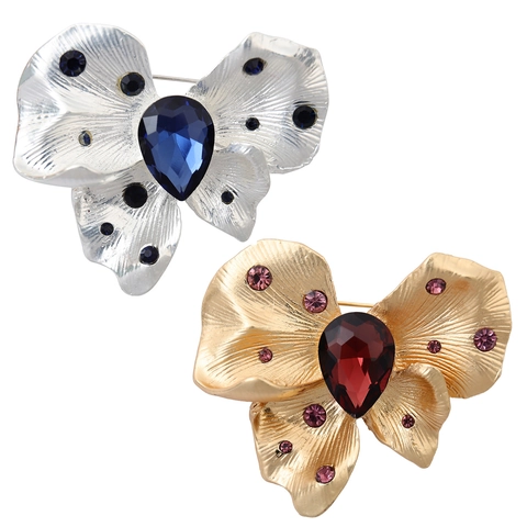 Vintage Schmetterling Brosche Mit Tropfenkristall Zinklegierung Schleife Korsage Elegante Anti-Exponierung Pin Für Damen Anzug
