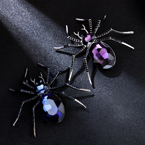 Vintage Gothic Large Spider Brooch For Women Men Crystal Insect Pin Halloween Party Rhinestone Brooch Jewelry Accessories