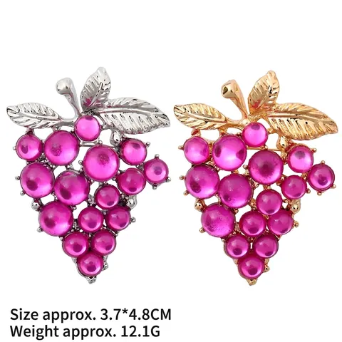Eleganter Legierung Traube Brosche Damen Vintage Frucht Anstecknadel Mit Rosa Harzperlen Gold Silber Plattiert Zubehör Geschenk