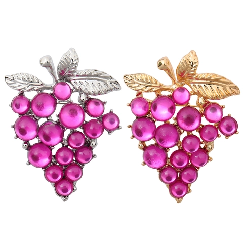 Eleganter Legierung Traube Brosche Damen Vintage Frucht Anstecknadel Mit Rosa Harzperlen Gold Silber Plattiert Zubehör Geschenk