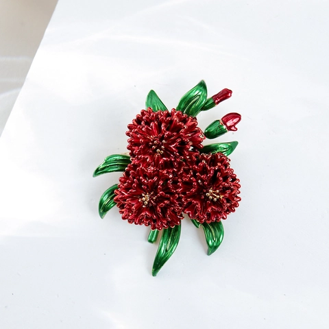 Elegante Legierung Emaille Rot Hydrangeas Blume Brosche Für Damen High End Corsage Pin Für Anzug Mantel Luxus Blumen Schmuck Geschenk