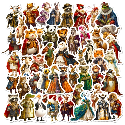 Retro Anthropomorphic Animal Stickers Waterproof Vinyl Decals Medieval Knight Style For Laptop Skateboard Water Bottle DIY Decoration