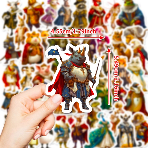 Retro Anthropomorphic Animal Stickers Waterproof Vinyl Decals Medieval Knight Style For Laptop Skateboard Water Bottle DIY Decoration