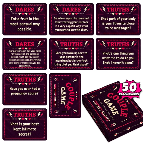 Sweet Night Couple Game Romantic Interactive Tabletop Card Game Truth Or Dare For Adults Valentine's Day Gift Paper Cards