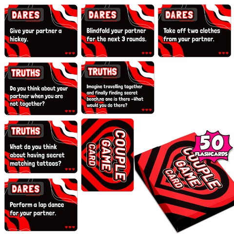 Sweet Night Interactive Couple Card Game Truth Or Dare Flashcards Romantic Heart Pattern Adults Desktop Activity Game