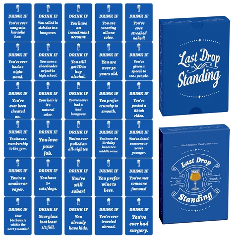 Last Drop Standing Adult Card Game Blauwe Drinkspel Kaarten Voor Sociale Interactie Feest Avond Entertainment Plezier