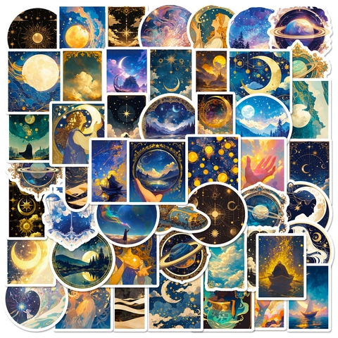 Adesivi Creativi Neri a Tema Cielo Stellato Impermeabili PP Decalcomanie Decorative Per Laptop Diario Scrapbooking Arte