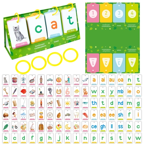 Cartes de Lecture Anglaise Phonics Calendrier de Bureau Pliable Jouet d'Orthographe Jeu d'Apprendissage de l'Alphabétisation Enfants