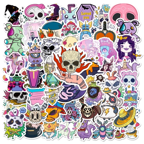 Gothic Skull Graffiti Stickers Waterproof DIY Decals For Laptop Phone Case Scrapbooking Luggage Hand Account Stickers