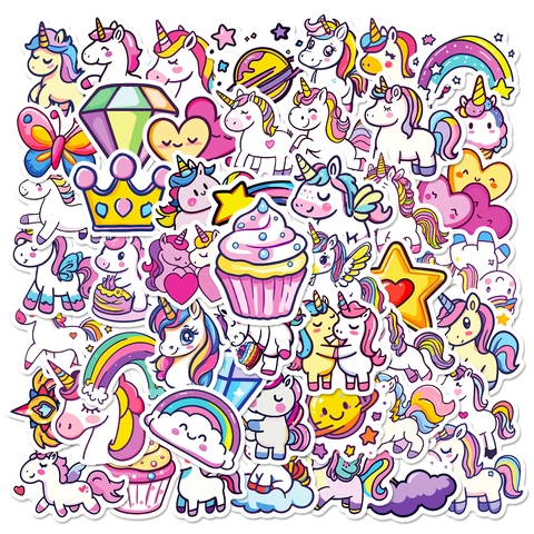 Adesivi Graffiti Unicorno Arcobaleno Cartone Animato Decalcomanie in Vinile Impermeabili per Laptop Skateboard Chitarra Frigorifero