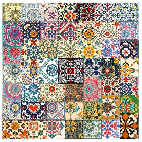 Adesivi Graffiti Piastrelle Vintage Motivi Mandala Marocchini Boemi Decalcomanie Decorative Quadrate Per Laptop Casco Tazza