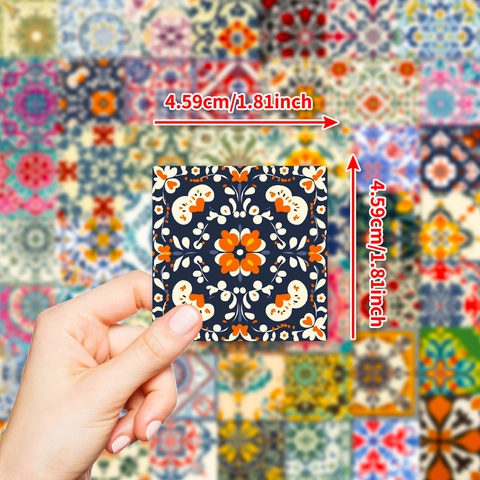Adesivi Graffiti Piastrelle Vintage Motivi Mandala Marocchini Boemi Decalcomanie Decorative Quadrate Per Laptop Casco Tazza