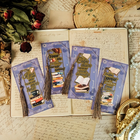 Inspirational Metal Bookmark Set With Tassels Hollow Out Vintage Style Positive Quote Reading Gift For Students Teachers Book Lovers