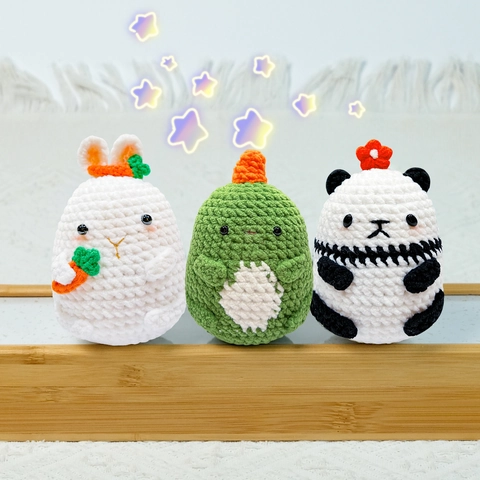 Beginner DIY Crochet Kit Animal Rabbit Dinosaur Panda Hand Woven Amigurumi Craft Including Yarn Hooks Video Tutorials Gift