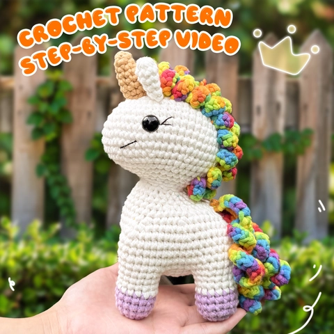 DIY Crochet Kit For Beginners Rainbow Unicorn Stuffed Animal Handmade Knitting Material Pack With Step Tutorials Pattern Toy Gift